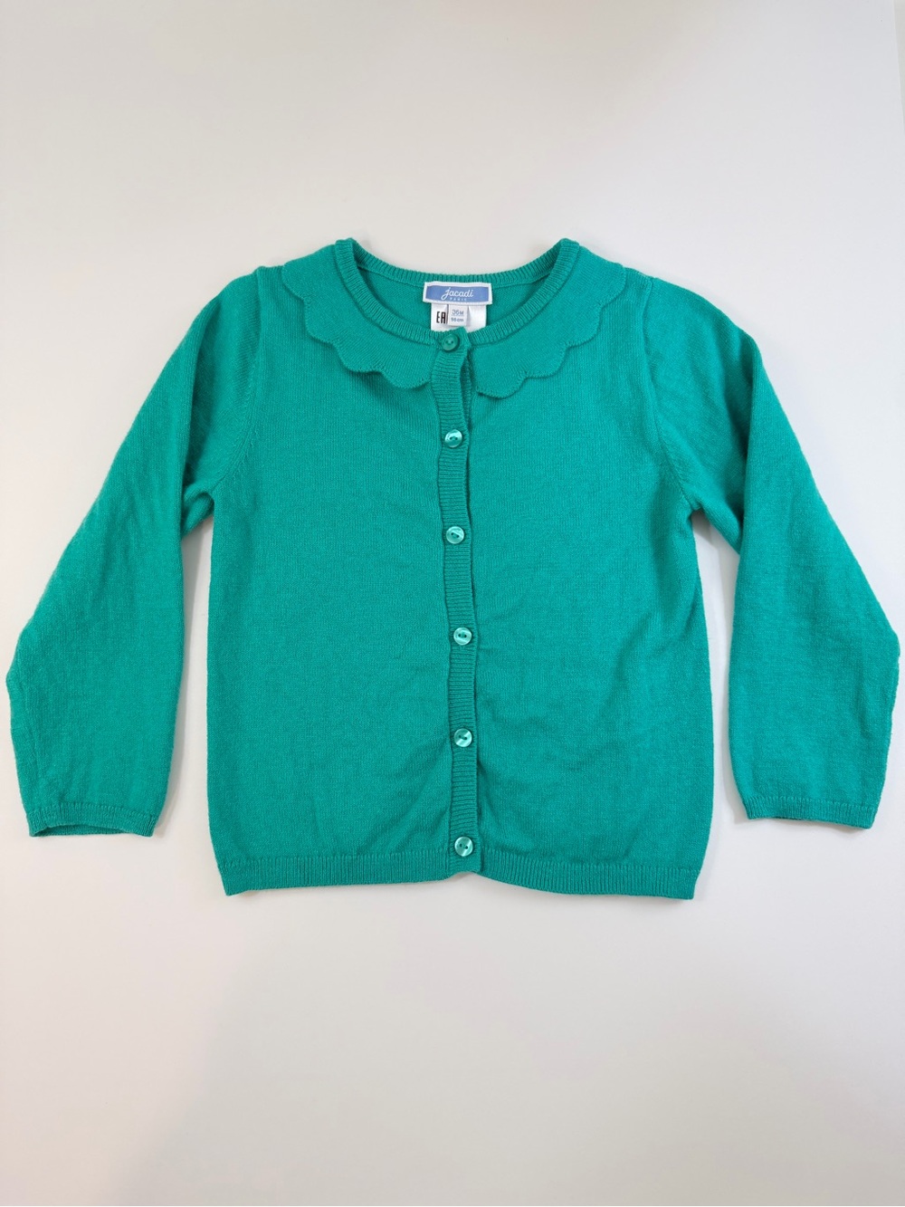 Jacadi Green Scallop Collar Cardigan 36M